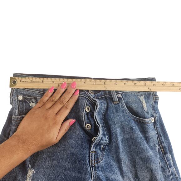 Gap Jeans Womens 27 28 Cone Denim Straight Ripped Button Fly Mid Rise Retro - Picture 9 of 12